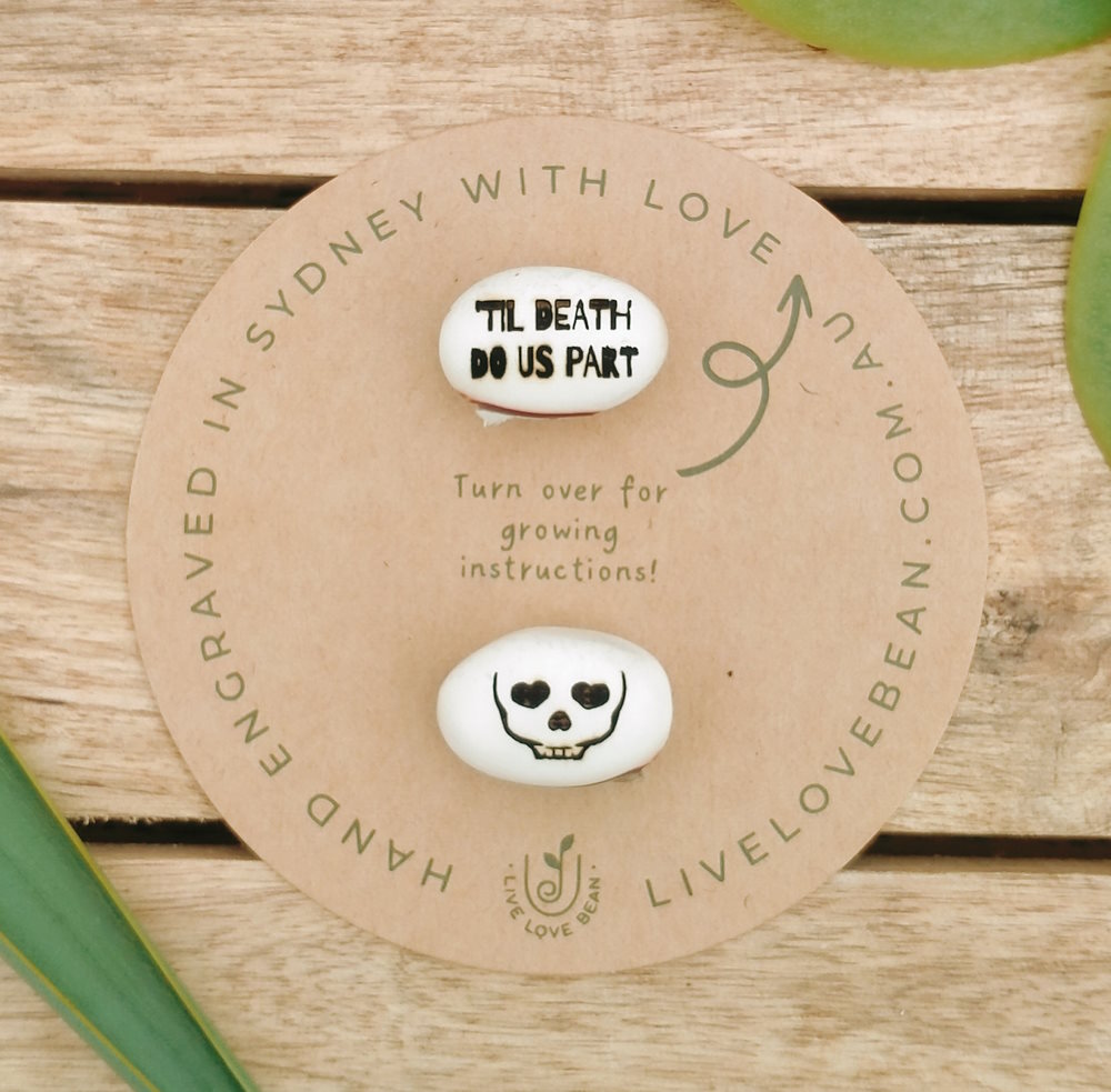 gift saying til death do us part with a skull
