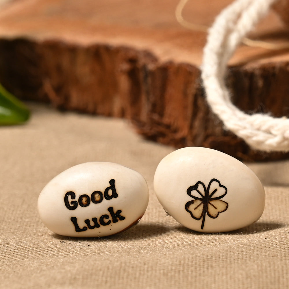 Good Luck Bean With Four Leaf Clover