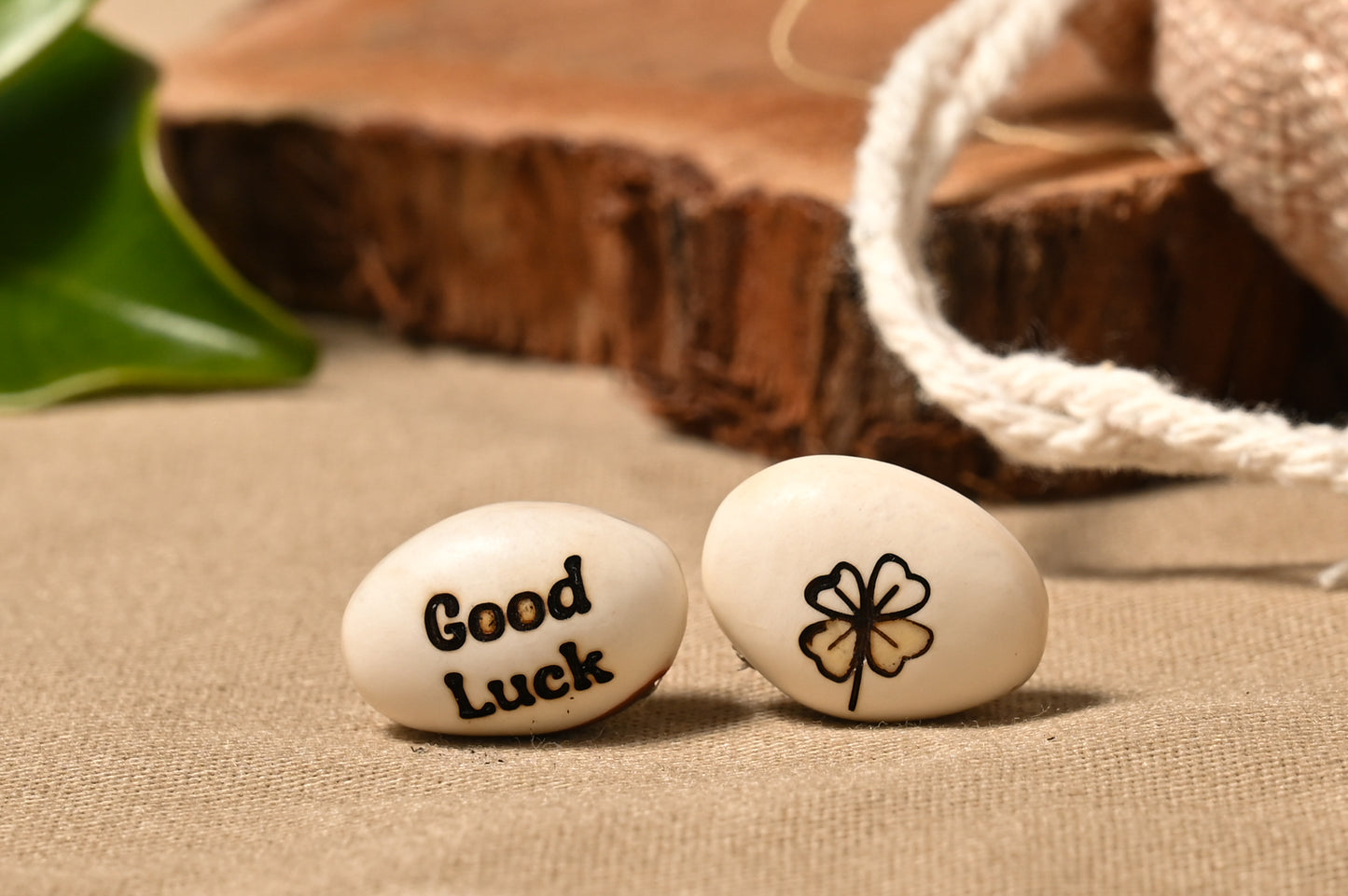 Good Luck Bean With Four Leaf Clover