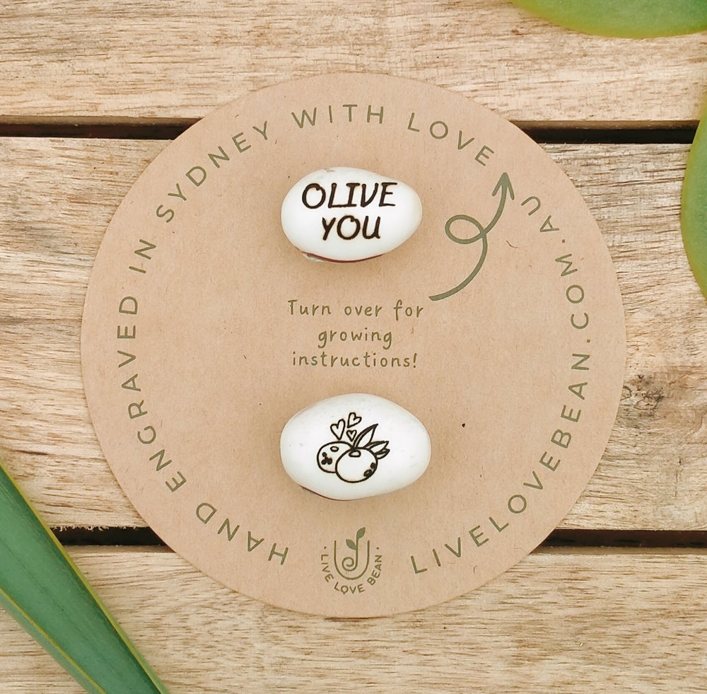 gift saying olive you on card